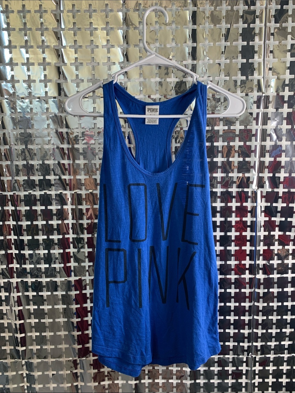 PINK Victoria's Secret Royal Blue 'LOVE PINK' Racerback Tank